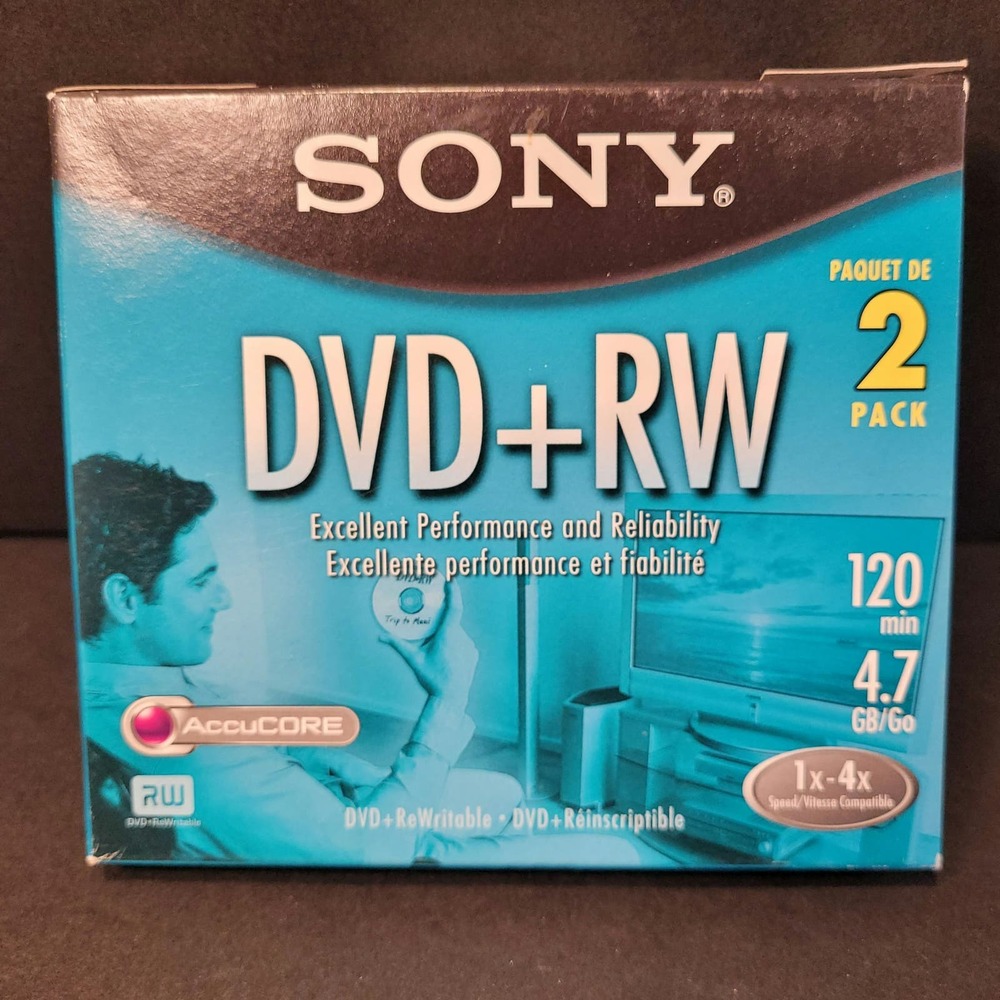Sony DVD +RW 4.7 GB 120 Minutes Case Lot Of 2 Opened NEW